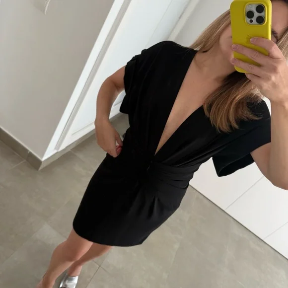 IRO PARIS “Gastona” Black Low-Cut Mini Dress Size 34 XS 0 2 - Picture 4 of 12